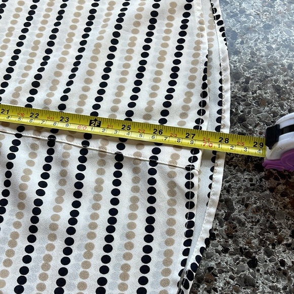 Calvin Klein women’s M Blush & black polka dot on cream blouse longsleeve v-neck - Picture 7 of 13